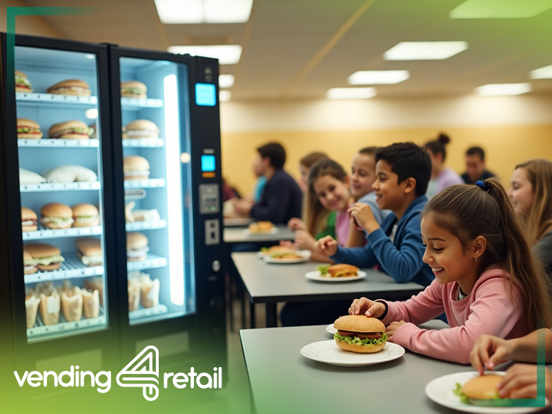 automat w szkolnej stołówce lub zakładzie pracy