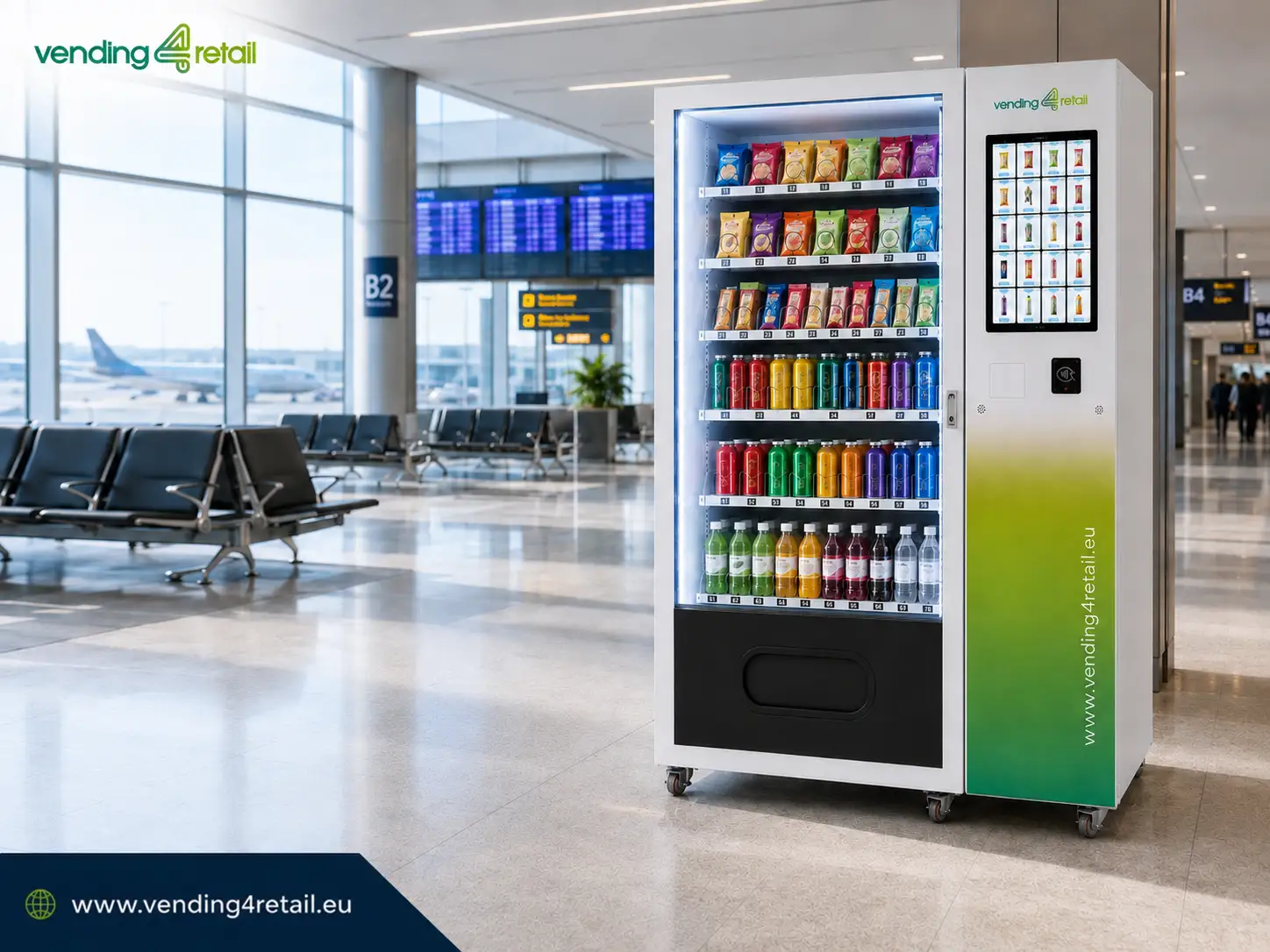 Ekran automatu vendingowego z sugestią dodatkowego produktu jako przykład cross-sellingu w vendingu