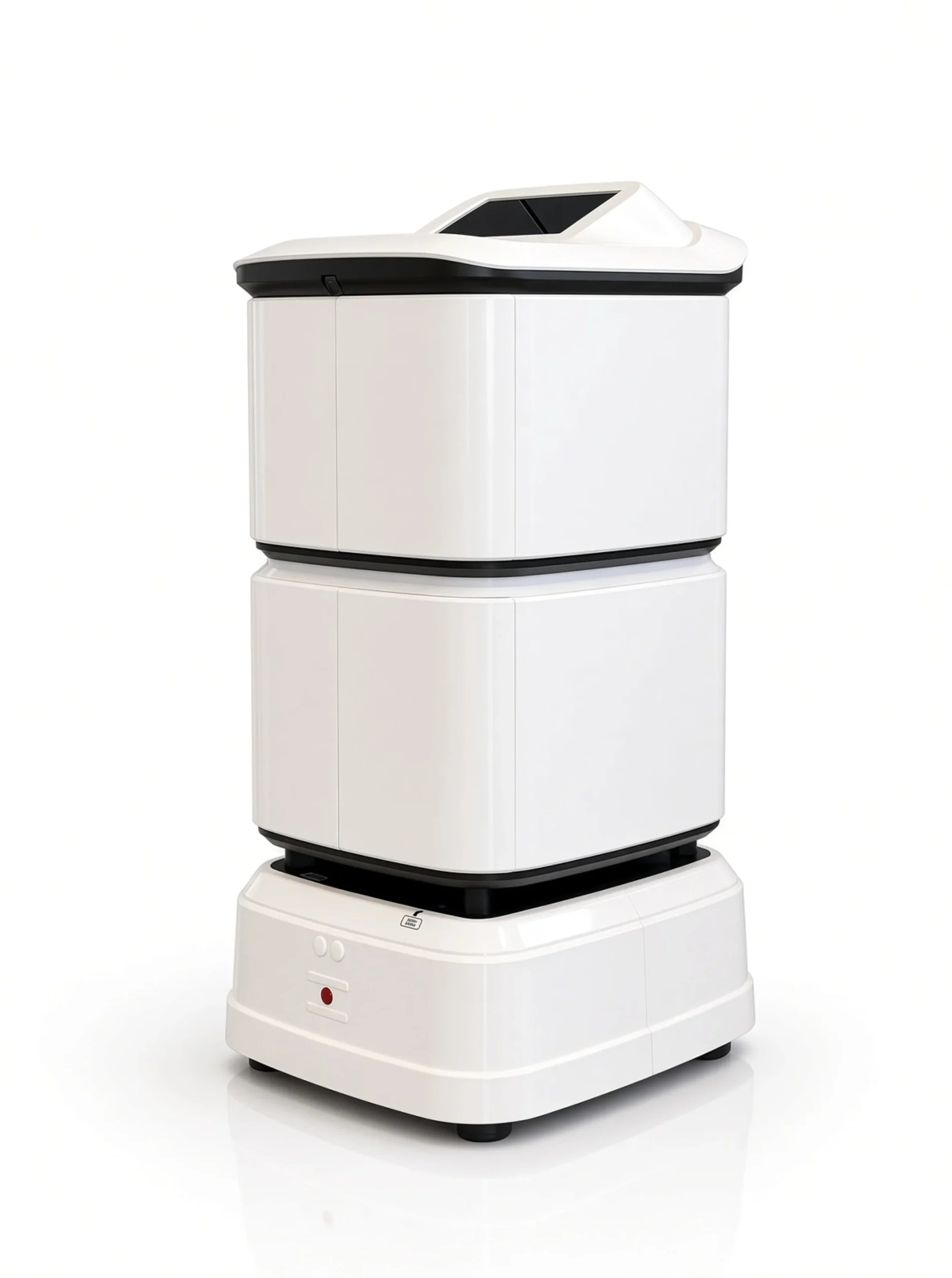 v4r-robot-hotelowy-zamkniete-komory-widok-ukosny Autonomiczny robot hotelowy z zamkniętymi komorami widziany pod kątem